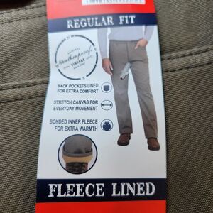 Weatherproof Vintage Stretch Canvas Bonded Fleece Lining Pant, 34x32, Green‎ NWT